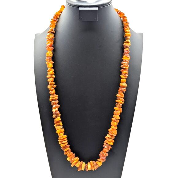 Vintage Chunky Genuine Raw Amber Graduated Nugget 32" Necklace 64.38g - Picture 1 of 10